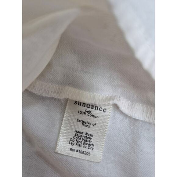 Sundance White Cotton 3/4 Balloon Sleeve Blouse - Messy Coquette Sz S - Picture 5 of 5